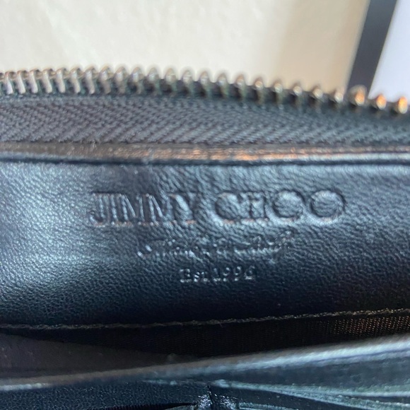 Jimmy Choo VGUC Carnaby Silver Star Studded Lambskin Zippy Long Wallet - Picture 6 of 16